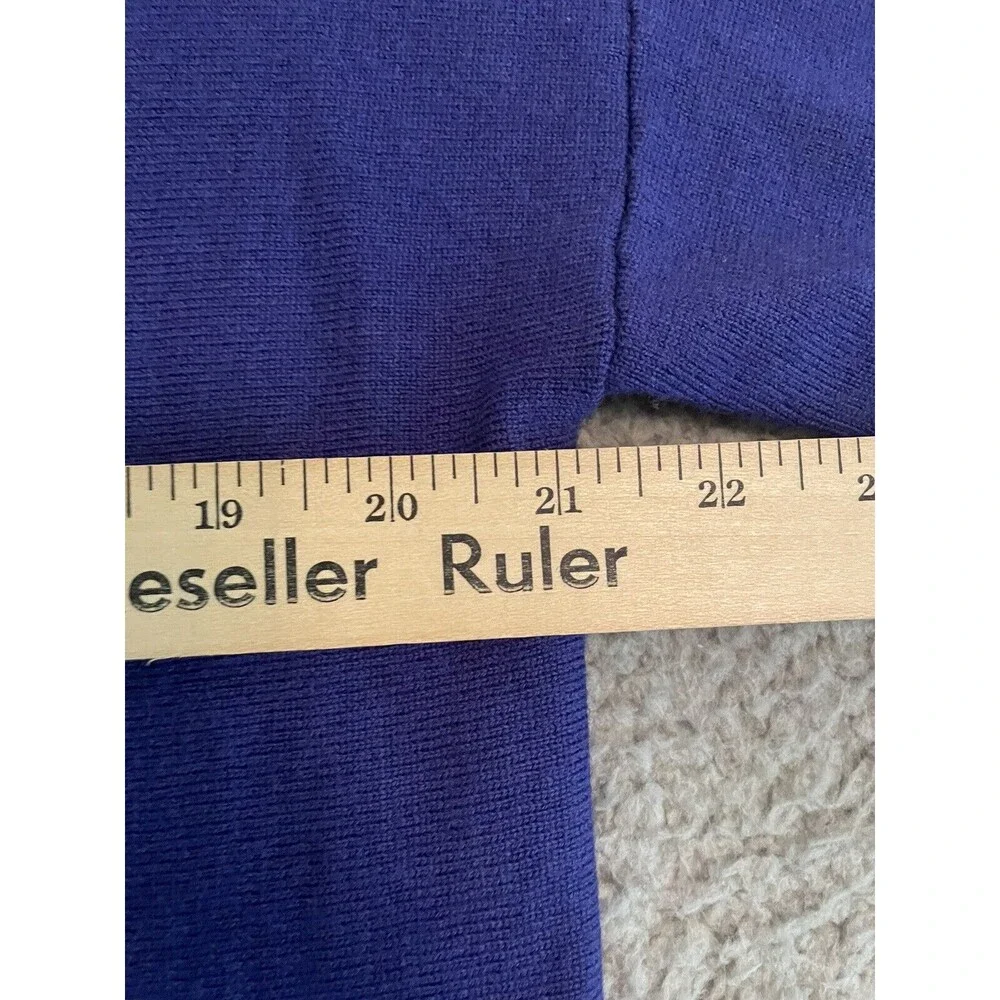 TAHARI Sweater Blue 100% Extra Fine Merino Wool Cowl Neck Womens Size Small